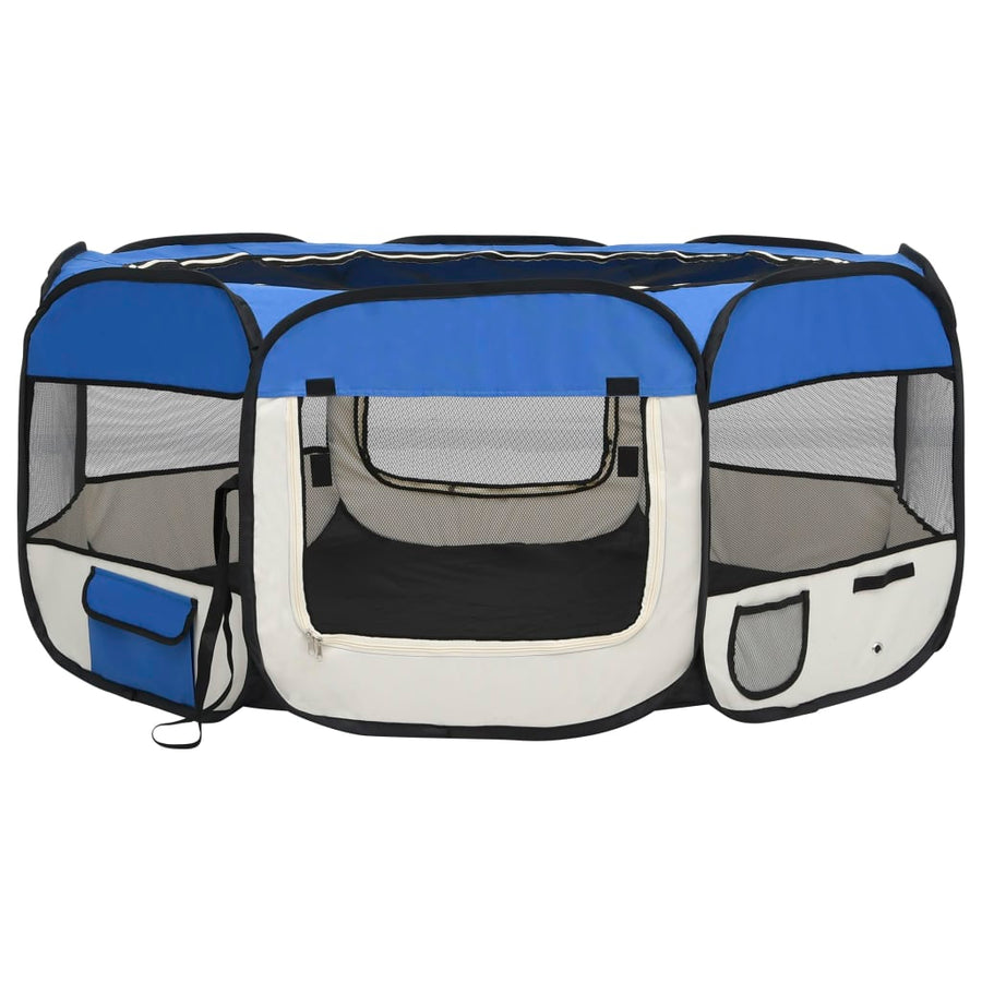 Hondenren inklapbaar met draagtas 145x145x61 cm blauw 145 x 145 x 61 cm Blauw