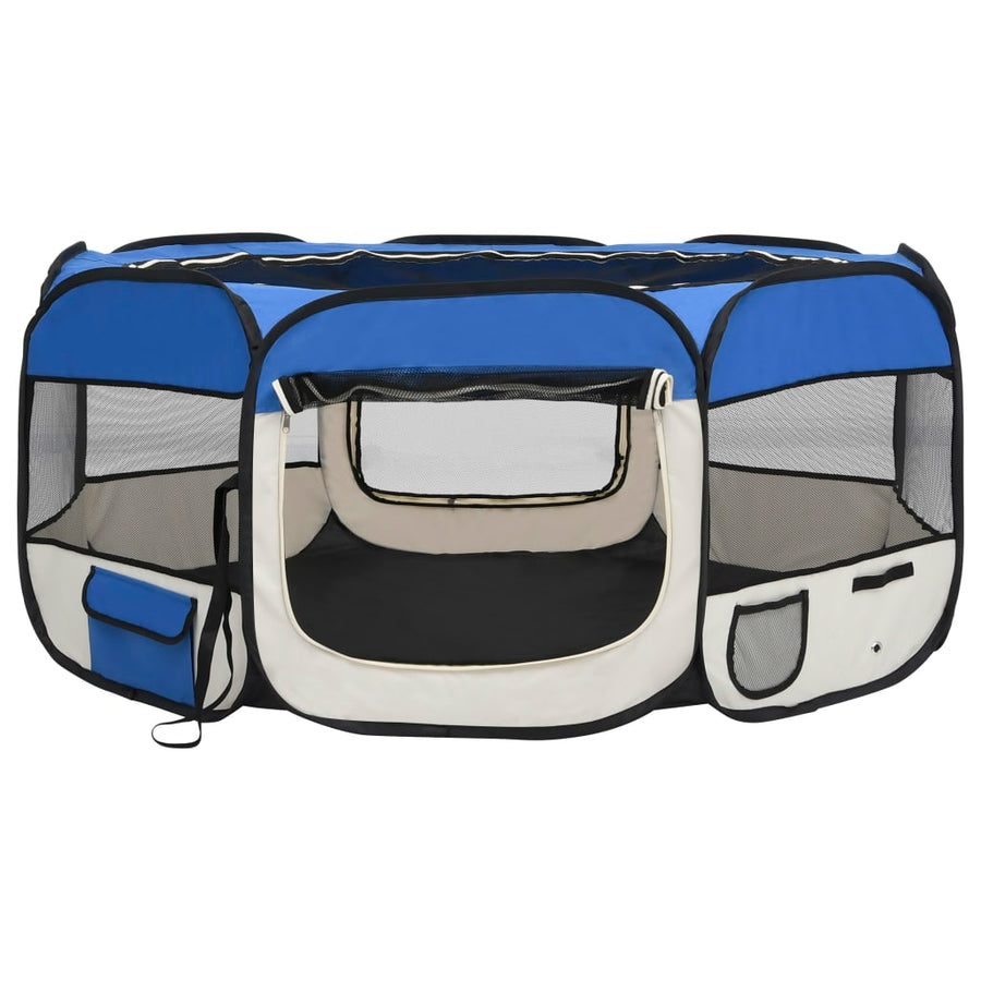 Hondenren inklapbaar met draagtas 145x145x61 cm blauw 145 x 145 x 61 cm Blauw