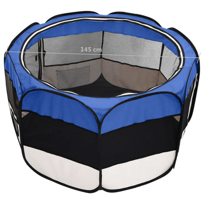 Hondenren inklapbaar met draagtas 145x145x61 cm blauw 145 x 145 x 61 cm Blauw