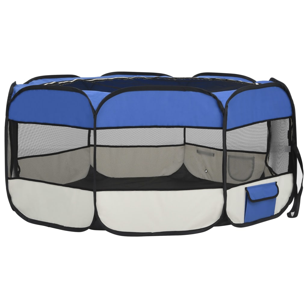 Hondenren inklapbaar met draagtas 145x145x61 cm blauw 145 x 145 x 61 cm Blauw