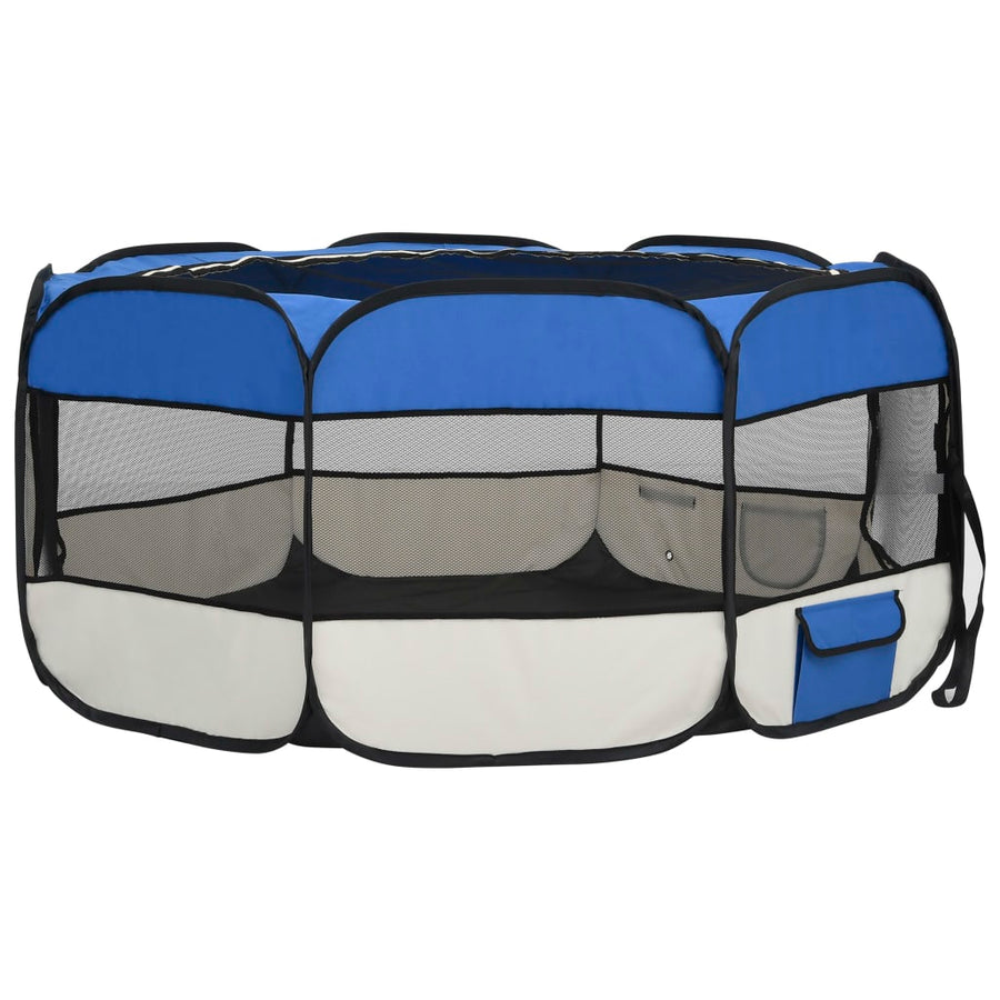 Hondenren inklapbaar met draagtas 145x145x61 cm blauw 145 x 145 x 61 cm Blauw