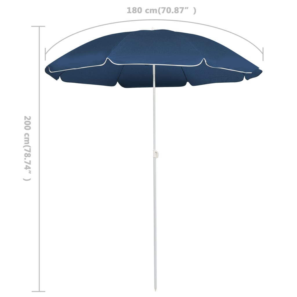Parasol met stalen paal 180 cm blauw