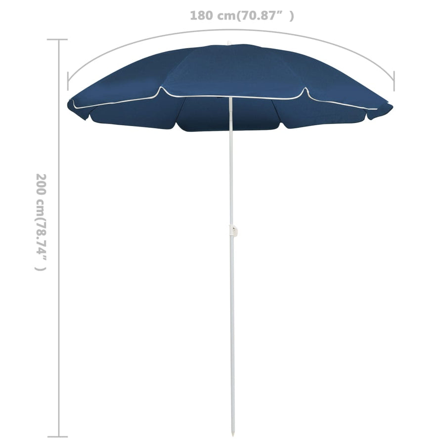 Parasol met stalen paal 180 cm blauw