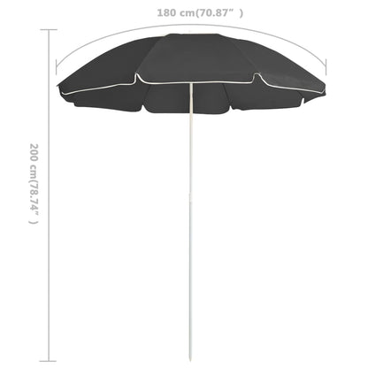 Parasol Met Stalen Paal 180 Cm Kleurig Antraciet