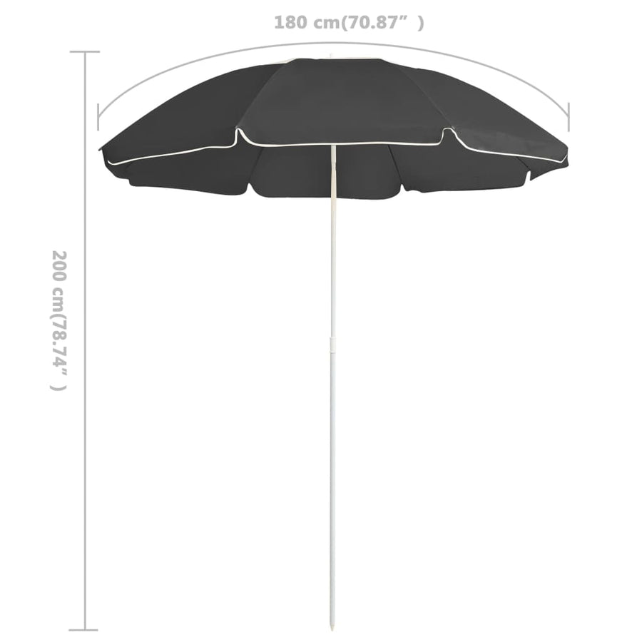 Parasol Met Stalen Paal 180 Cm Kleurig Antraciet