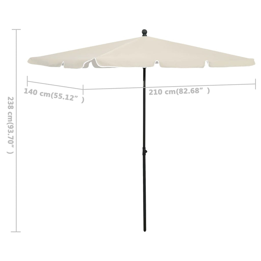 Parasol Met Paal 210X140 Cm Kleurig Zand