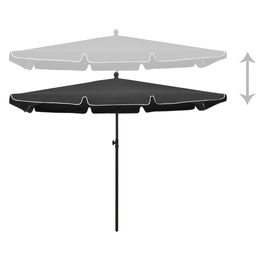 Parasol Met Paal 210X140 Cm Kleurig Antraciet