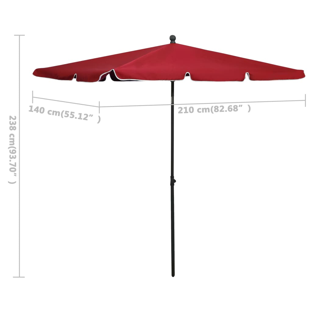 Parasol Met Paal 210X140 Cm Bordeauxrood