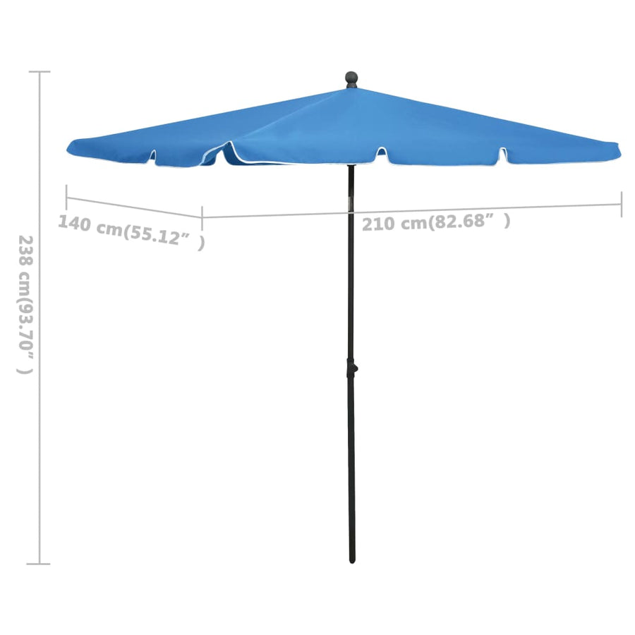 Parasol Met Paal 210X140 Cm azuurblauw