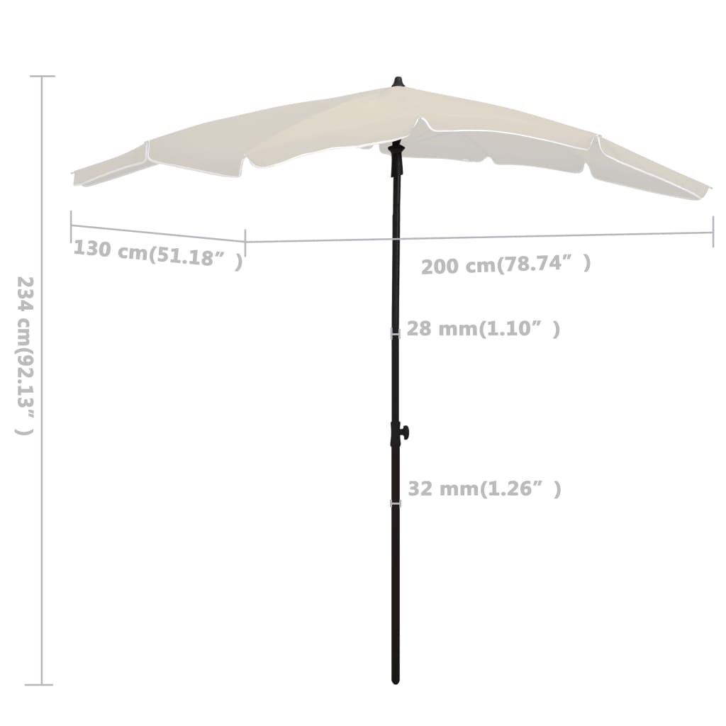 Parasol Met Paal 200X130 Cm Kleurig Zand