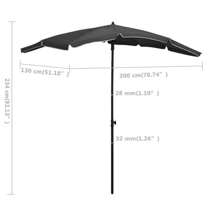 Parasol Met Paal 200X130 Cm Kleurig Antraciet