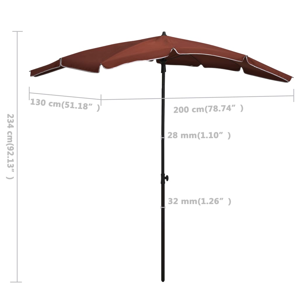 Parasol Met Paal 200X130 Cm Kleurig Terracotta