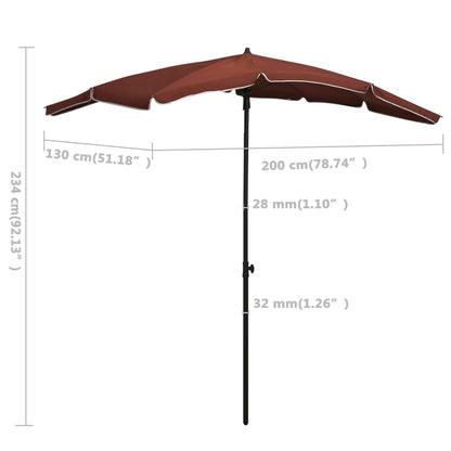 Parasol Met Paal 200X130 Cm Kleurig Terracotta