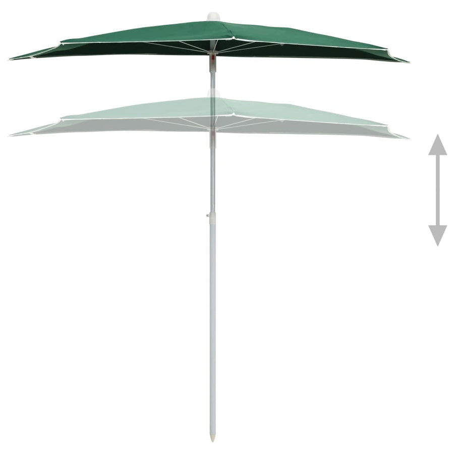 Parasol Half Met Paal 180X90 Cm Groen