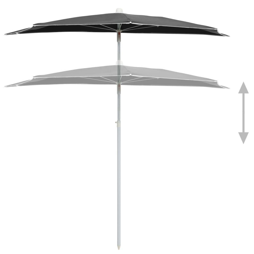 Parasol Half Met Paal 180X90 Cm Kleurig Antraciet