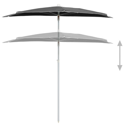 Parasol Half Met Paal 180X90 Cm Kleurig Antraciet