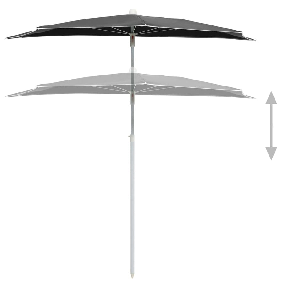 Parasol Half Met Paal 180X90 Cm Kleurig Antraciet