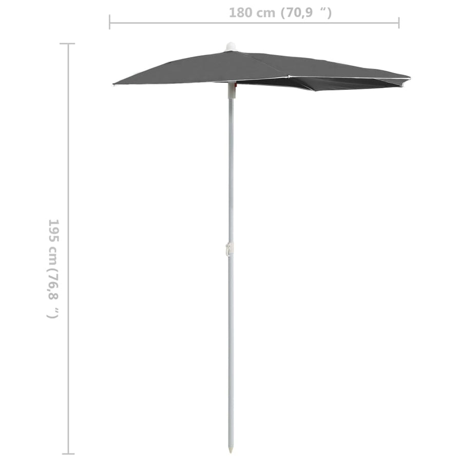 Parasol Half Met Paal 180X90 Cm Kleurig Antraciet