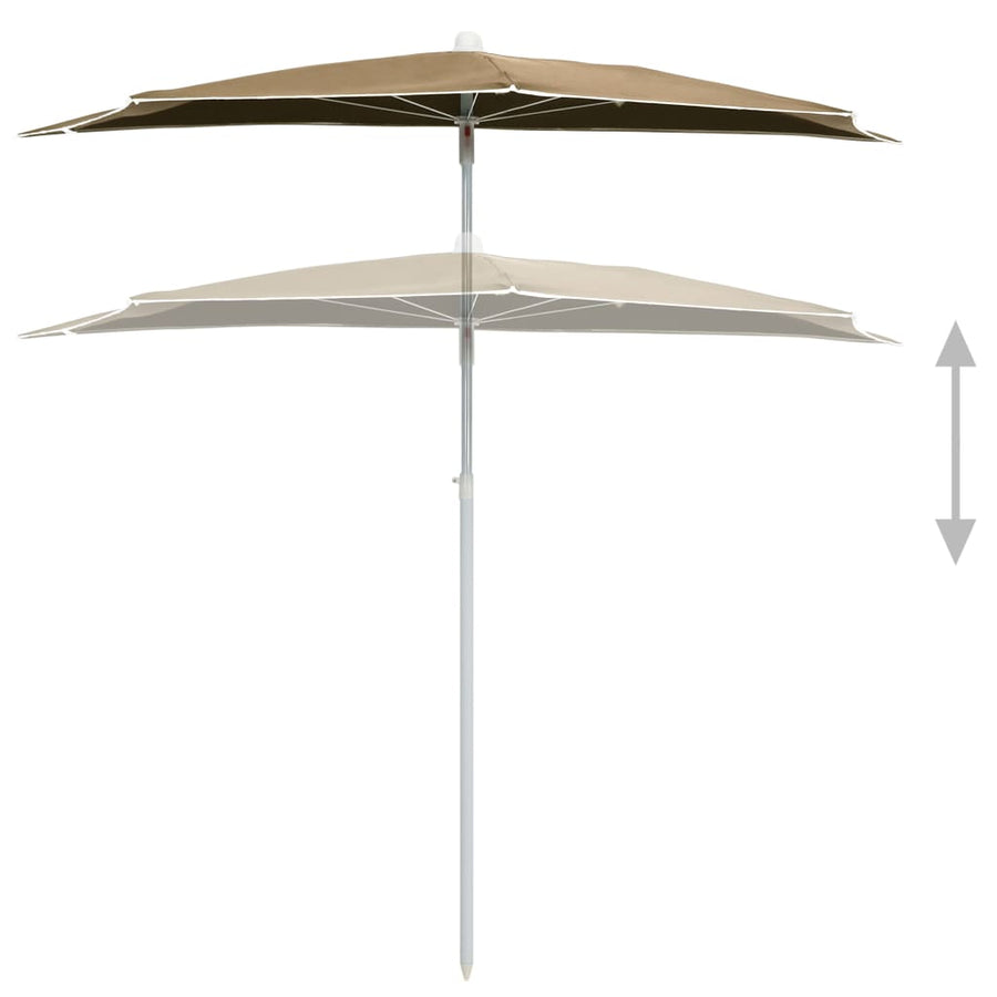 Parasol Half Met Paal 180X90 Cm Taupe