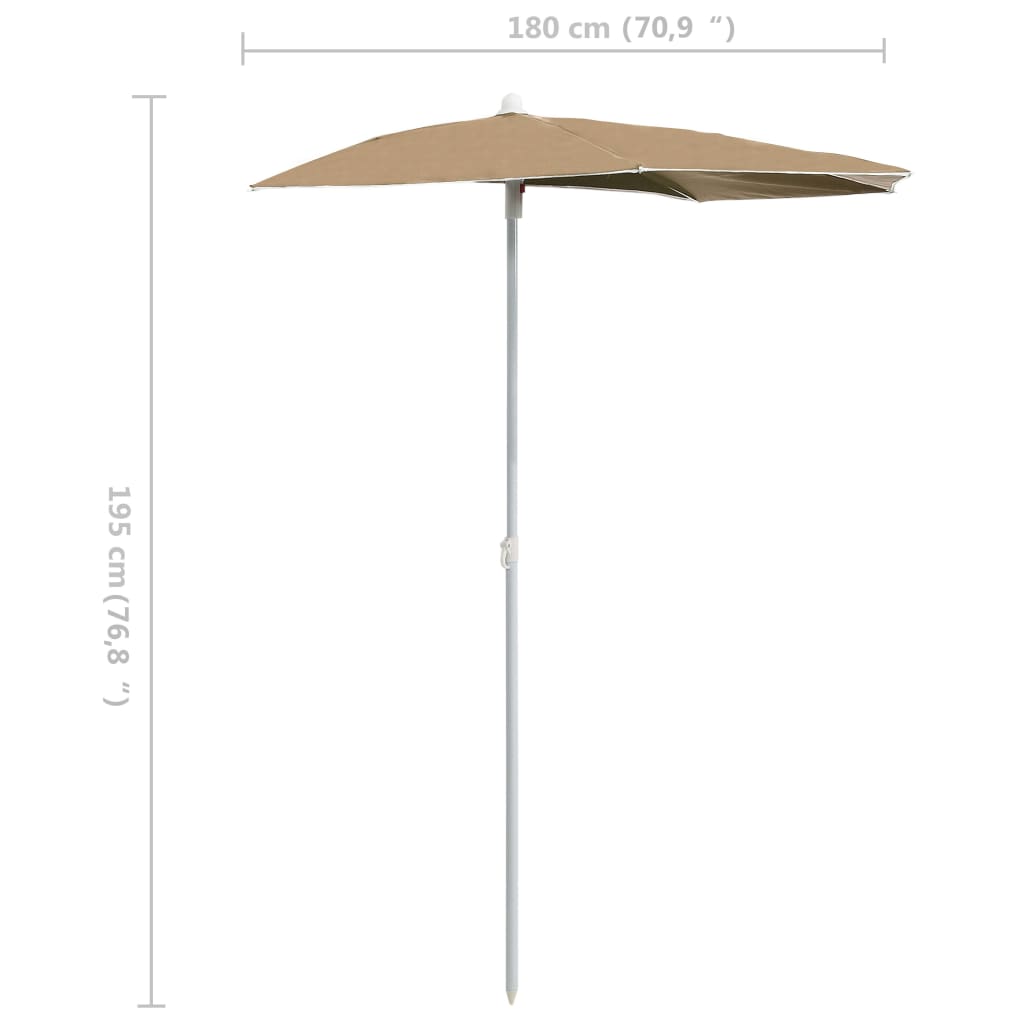 Parasol Half Met Paal 180X90 Cm Taupe