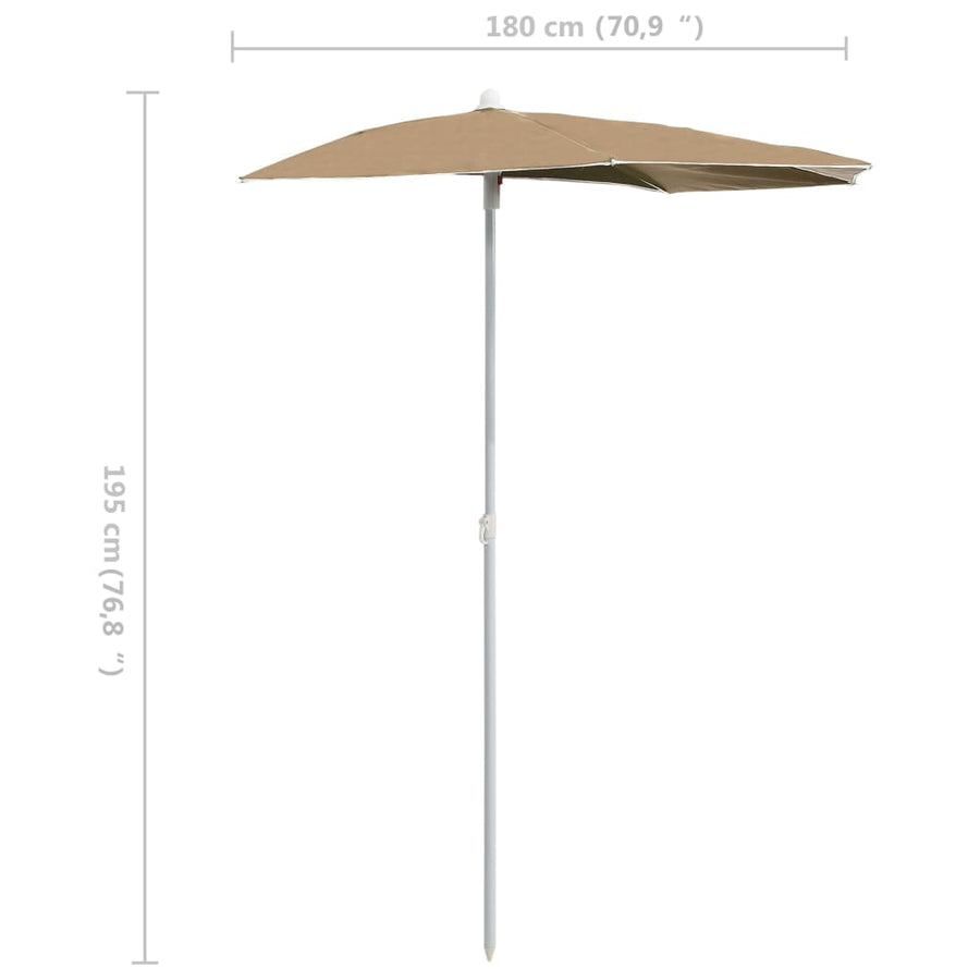 Parasol Half Met Paal 180X90 Cm Taupe
