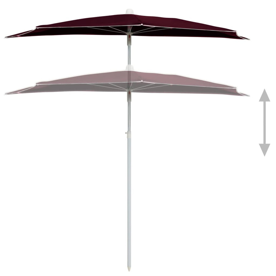 Parasol Half Met Paal 180X90 Cm Bordeauxrood