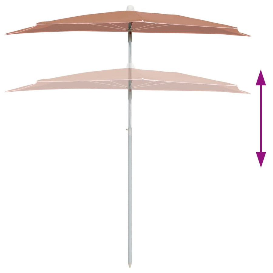 Parasol Half Met Paal 180X90 Cm Kleurig Terracotta