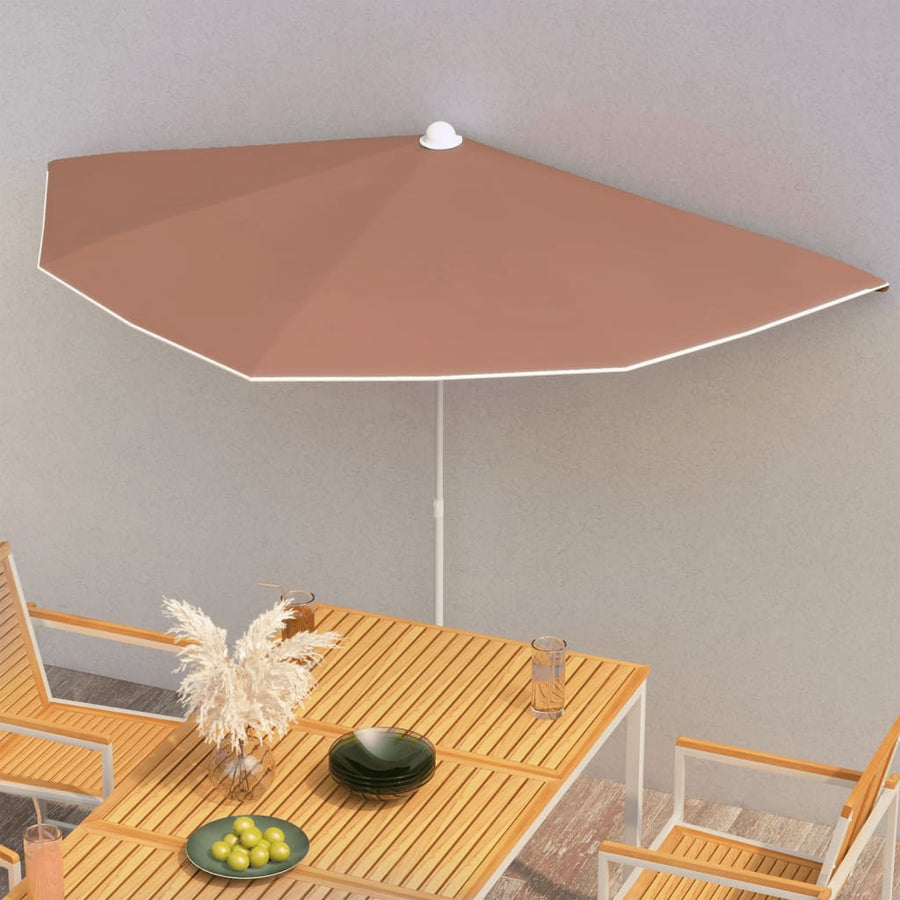 Parasol Half Met Paal 180X90 Cm Kleurig Terracotta