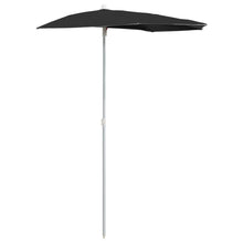 Parasol Half Met Paal 180X90 Cm Zwart