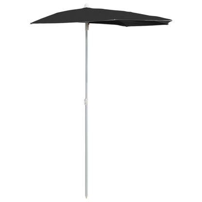 Parasol Half Met Paal 180X90 Cm Zwart