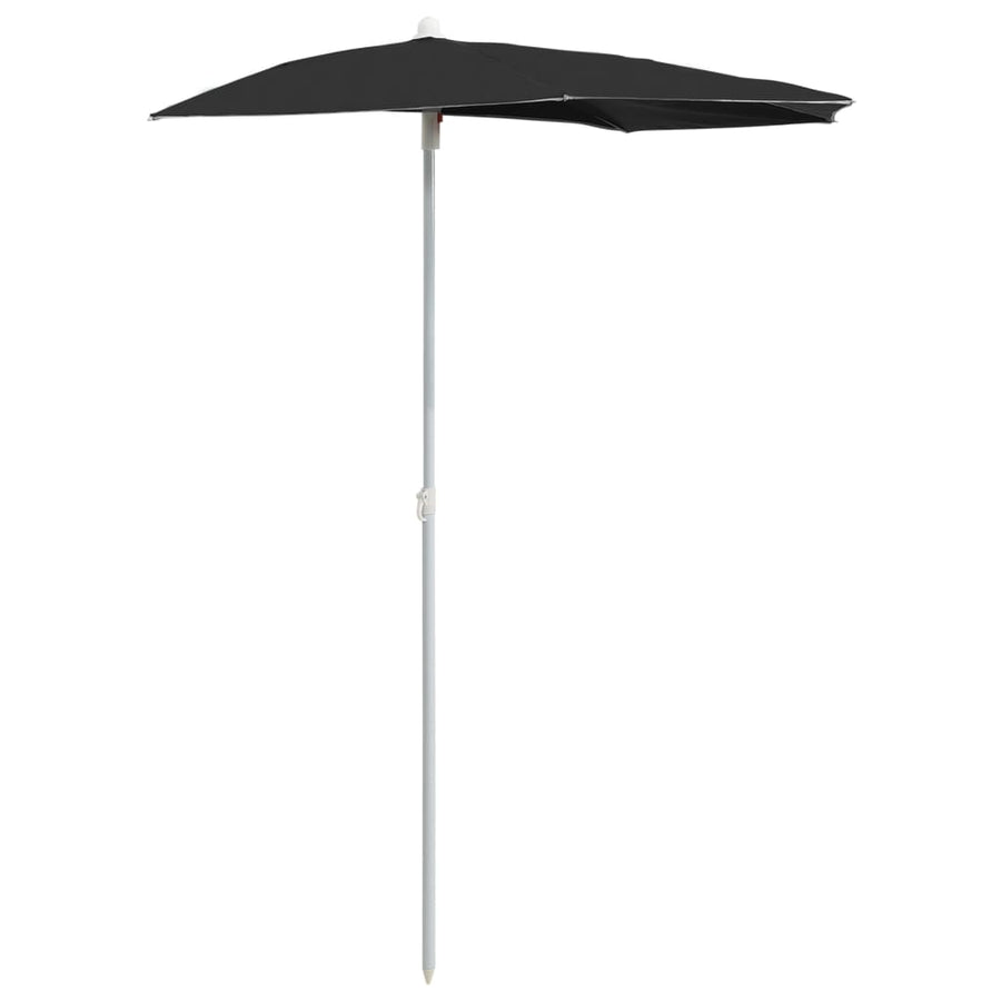 Parasol Half Met Paal 180X90 Cm Zwart