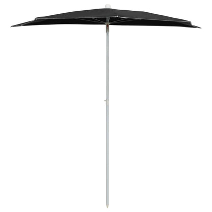 Parasol Half Met Paal 180X90 Cm Zwart