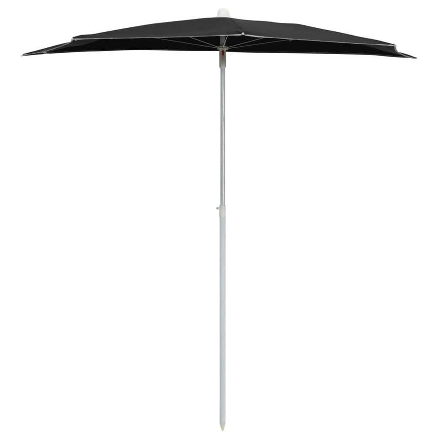Parasol Half Met Paal 180X90 Cm Zwart