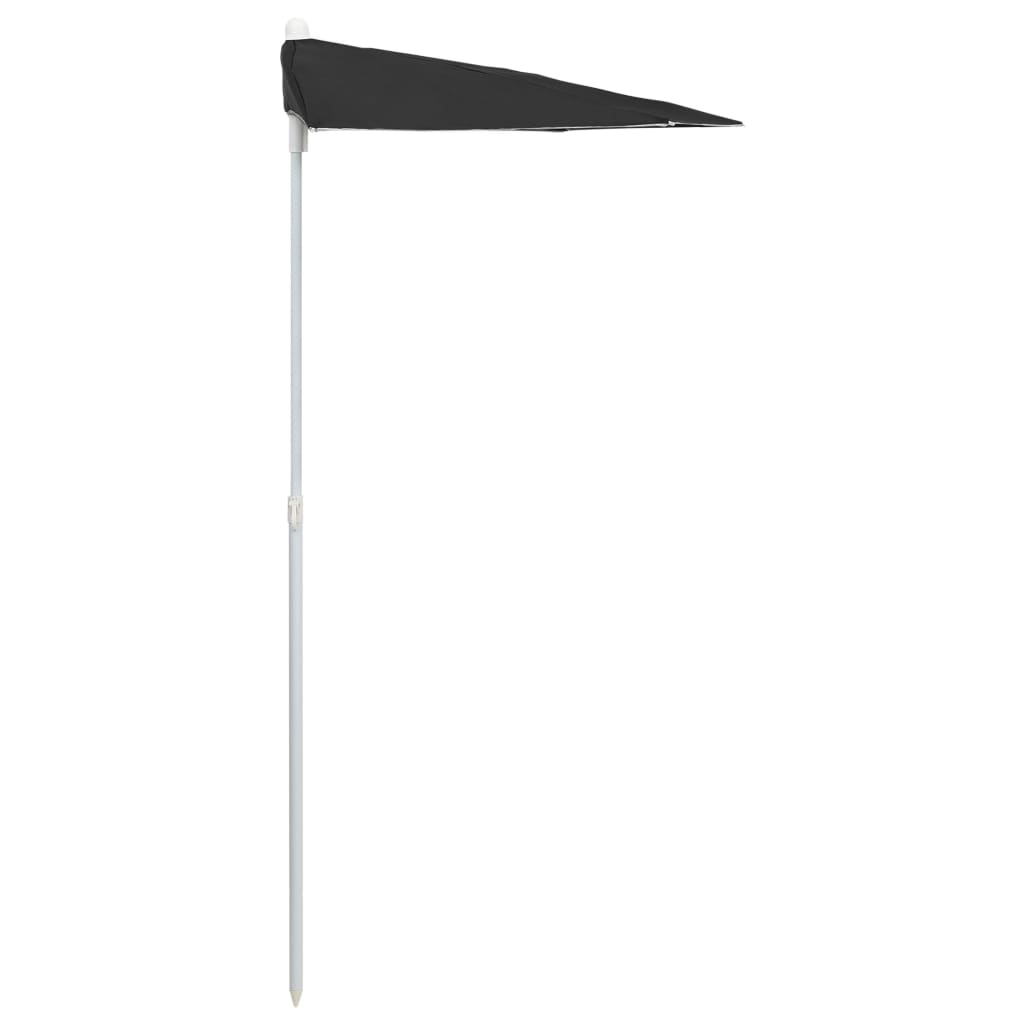 Parasol Half Met Paal 180X90 Cm Zwart