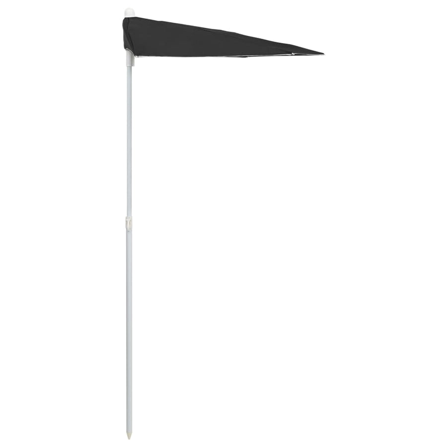 Parasol Half Met Paal 180X90 Cm Zwart