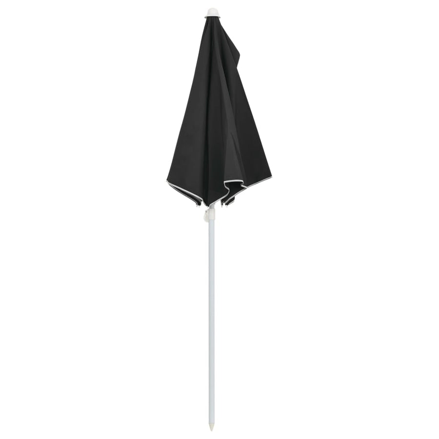 Parasol Half Met Paal 180X90 Cm Zwart
