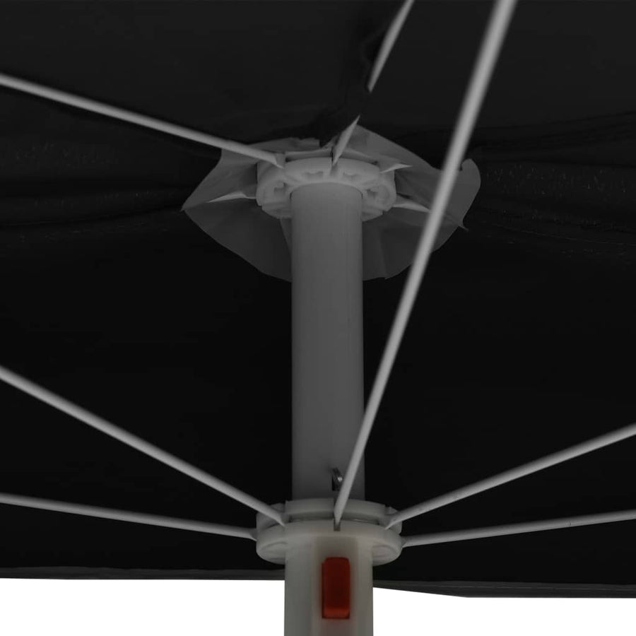 Parasol Half Met Paal 180X90 Cm Zwart