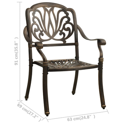 Tuinstoelen 2 st gietaluminium bronskleurig