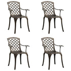 Garden chairs, 4 pcs, cast aluminum, bronze-colored