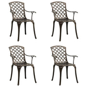 Tuinstoelen 4 st gietaluminium brons 61x60x93 cm