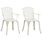 Tuinstoelen gietaluminium wit 2 stuks