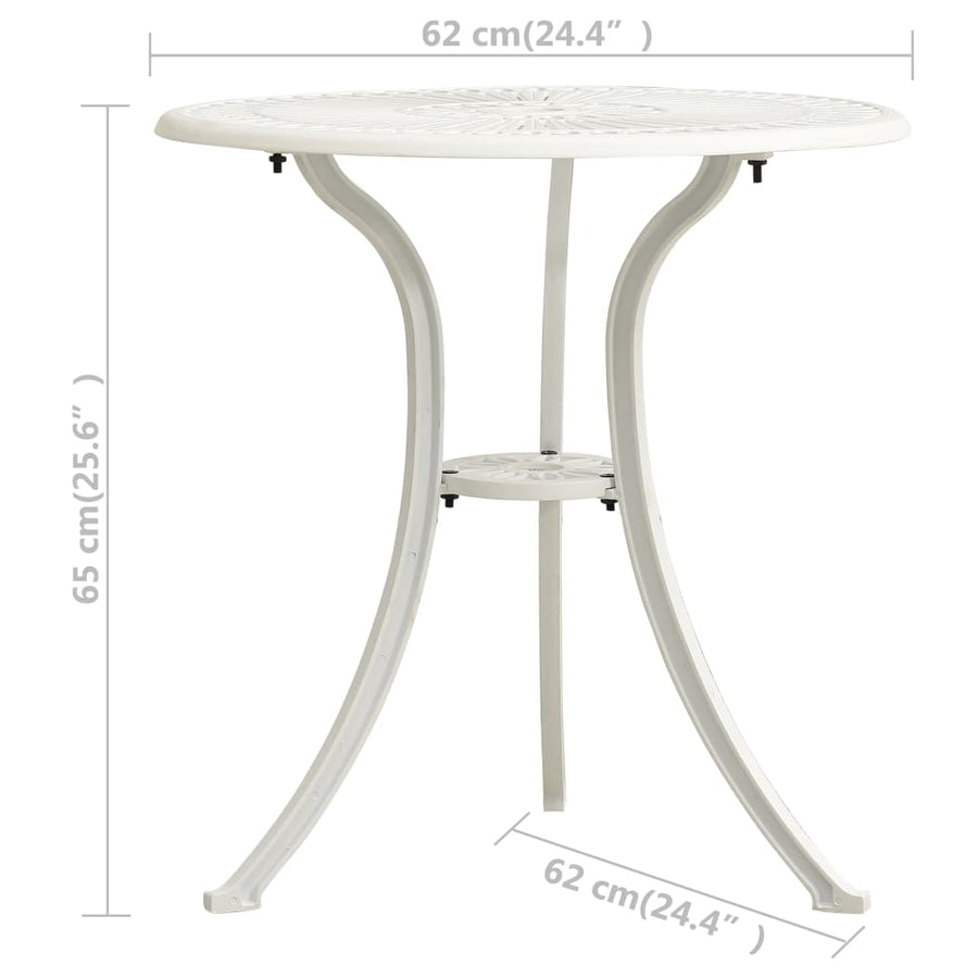 Tuintafel 62x62x65 cm gietaluminium Wit