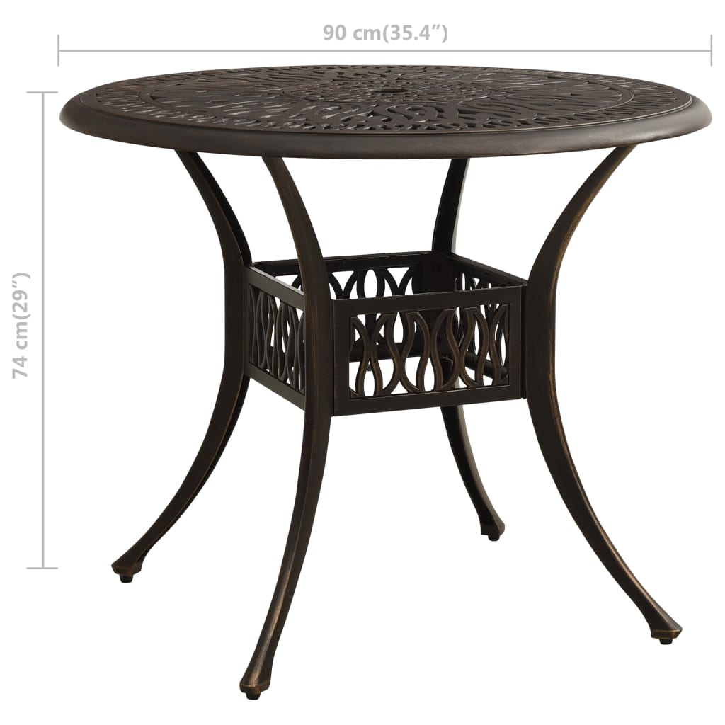 Tuintafel 90X90X74 Cm Gietaluminium Bronskleurig