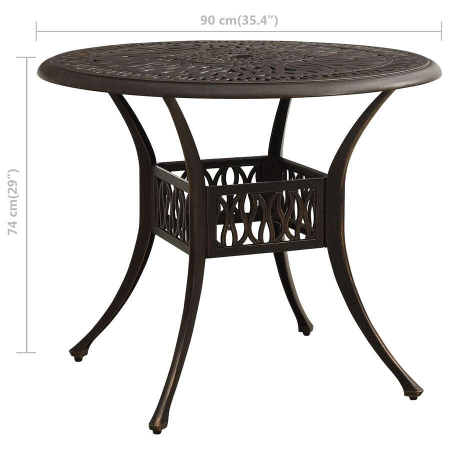 Tuintafel 90X90X74 Cm Gietaluminium Bronskleurig