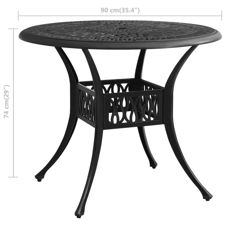 Tuintafel Gietaluminium 90 x 90 x 74 cm Zwart