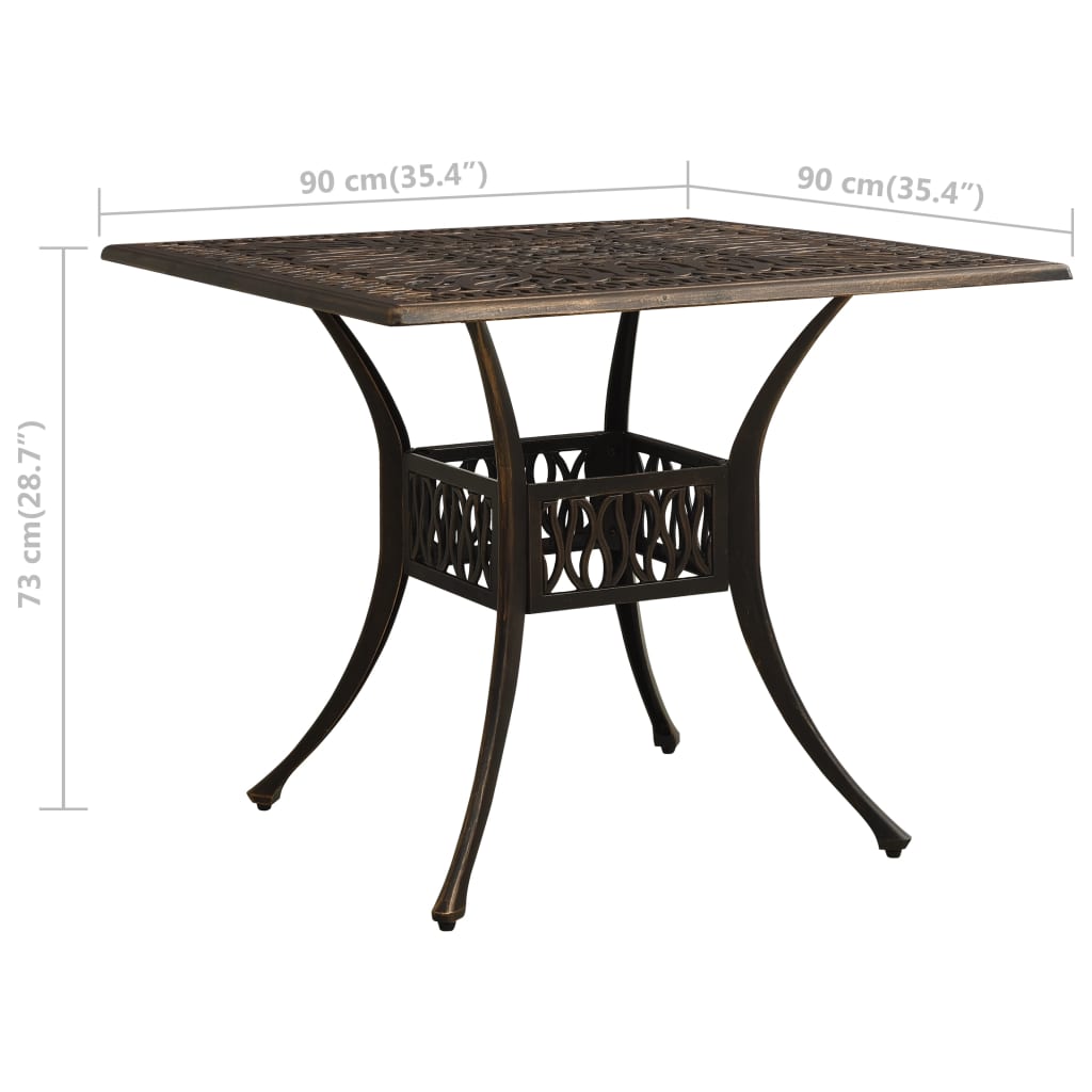 Tuintafel 90X90X73 Cm Gietaluminium Kleurig Brons