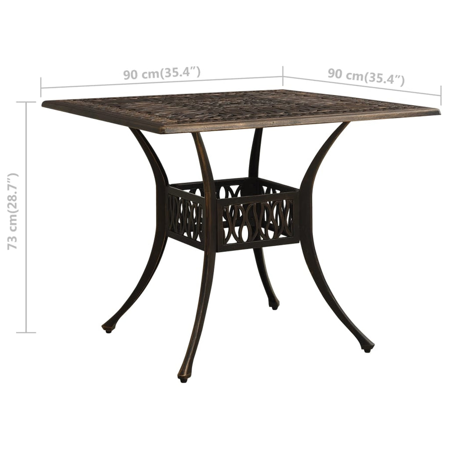 Tuintafel 90X90X73 Cm Gietaluminium Kleurig Brons