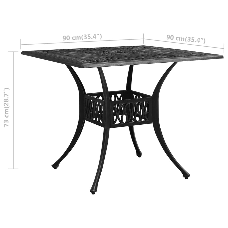Tuintafel 90X90X73 Cm Gietaluminium Zwart
