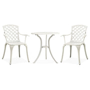 Bistroset gietaluminium wit 2 stoelen tafel