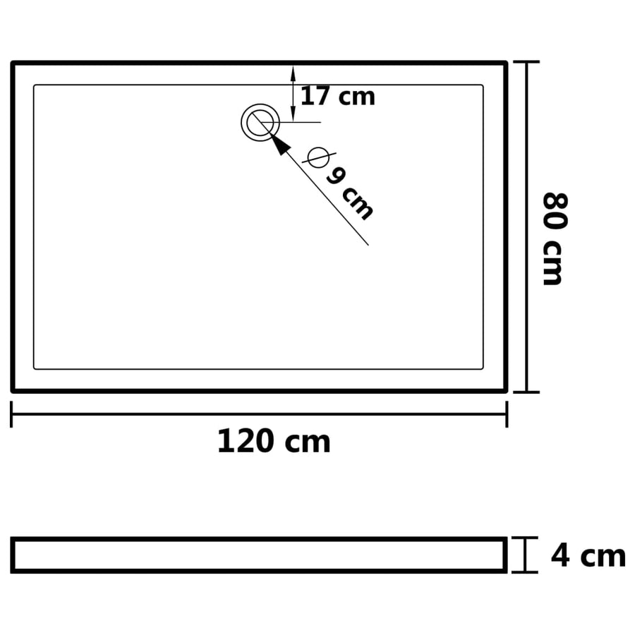Douchebak Rechthoekig Abs 80 x 120 cm Wit